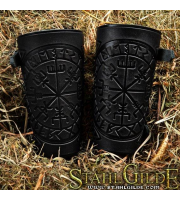 Leather Bracers Armor Vegvisir Futhark Runes Vikings Compass